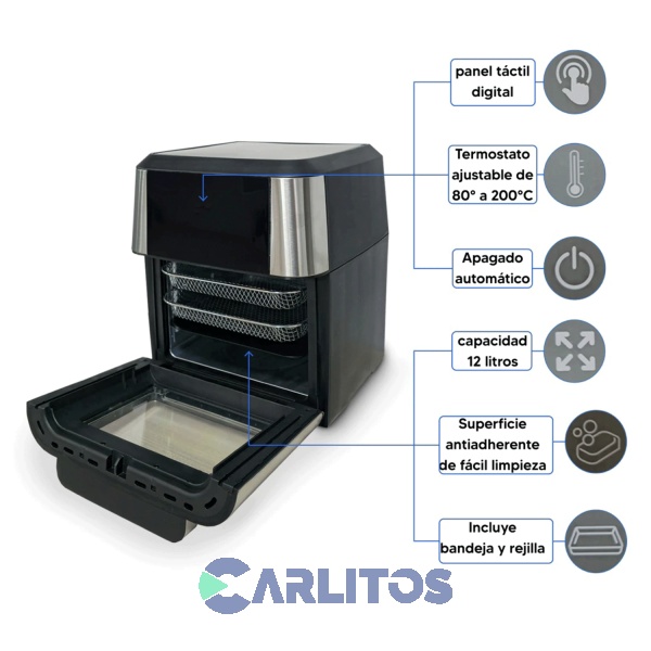 Freidora De Aire Fryer Digital Acero Inoxidable Steel Home Af12lo-sh