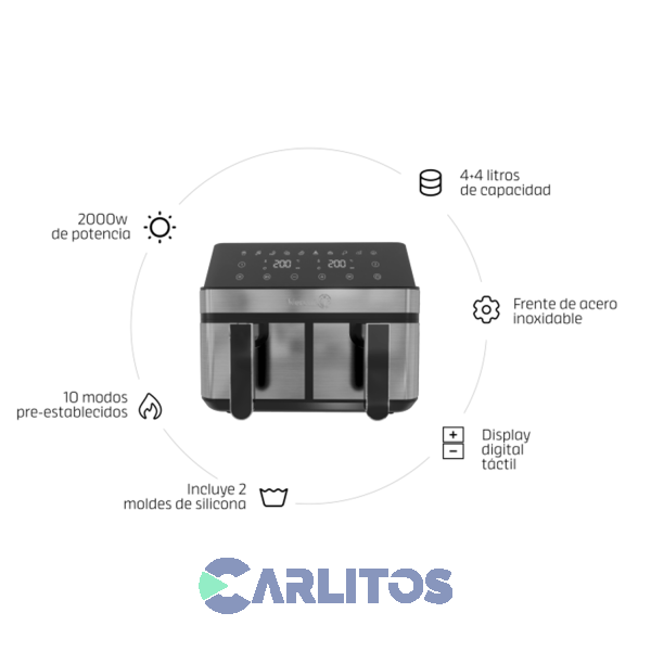 Freidora de Aire Fryer Morelli Fritello Duo Digital Acero Inoxidable 700300