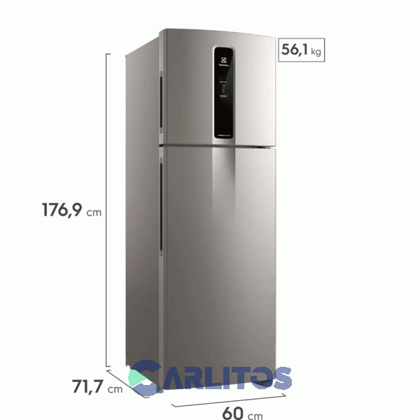 Heladera No Frost Electrolux Inverter 408  Litros Gris Plata If43s
