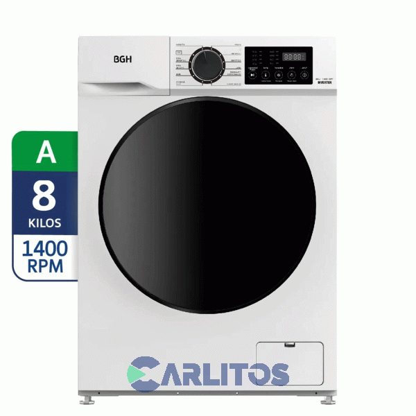 Lavarropa Carga Frontal Inverter Bgh 8 KG -1400 RPM Blanco BwfI08w24ar
