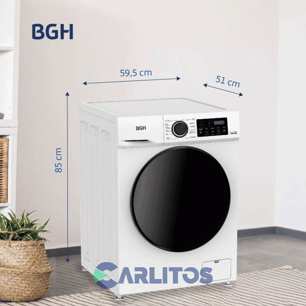 Lavarropa Carga Frontal Inverter Bgh 8 KG -1400 RPM Blanco BwfI08w24ar