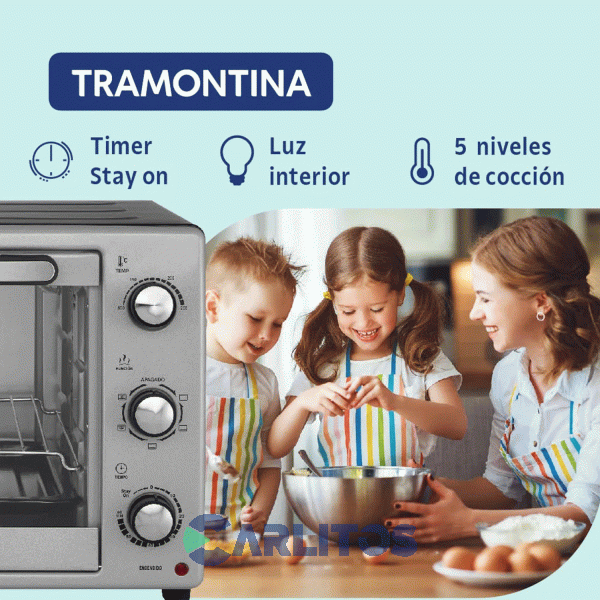 Horno Electrico Grill Tramontina Conveccion 55 Litros Silver Cook 55l Hec