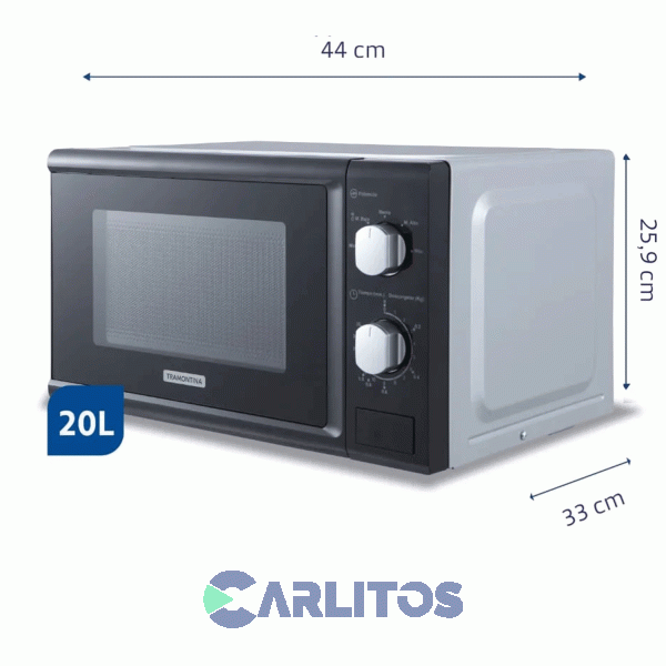 Microondas Rotativo Tramontina 20 Litros Negro Glass Cook 20l Mcm