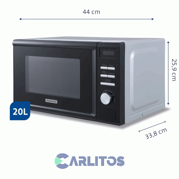 Microondas Digital Tramontina 20 Litros Negro Glass Cook 20l Mcd