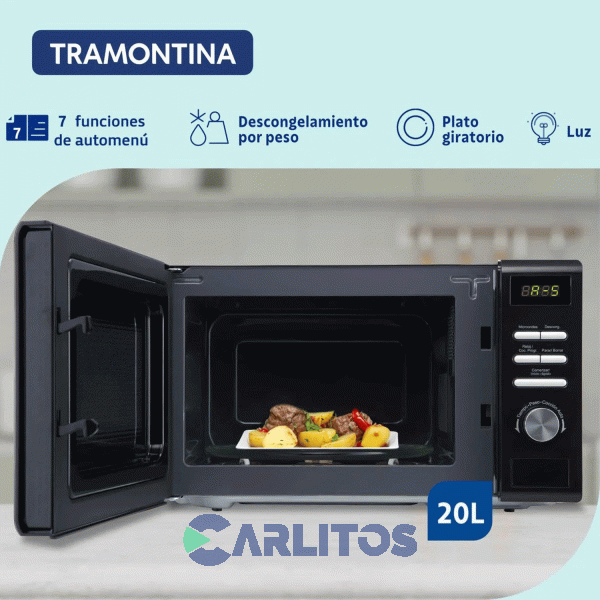 Microondas Digital Tramontina 20 Litros Negro Glass Cook 20l Mcd