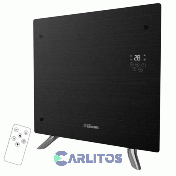 Estufa Panel De Vidrio Liliana De Pie/Pared 1200 Watts.Decowarm Negro Ppv202d