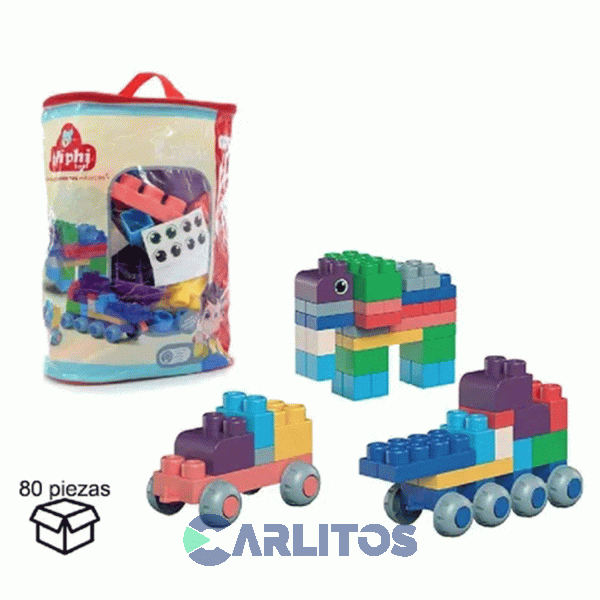 Bolsa De Bloques Soft 80 Piezas Phi Phi Toys Bb003
