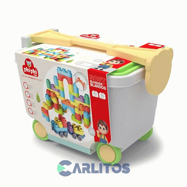 Carrito De Bloques Soft 65 Piezas Phi Phi Toys Bb007
