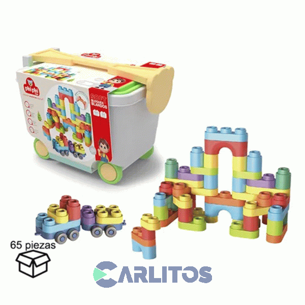 Carrito De Bloques Soft 65 Piezas Phi Phi Toys Bb007