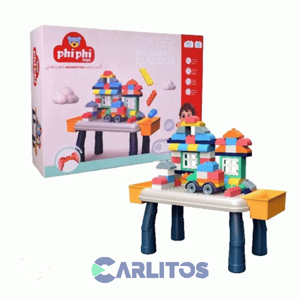 Mesa Didáctica Infantil Con 80 Bloques Blandos Phiphi Toys Bb013