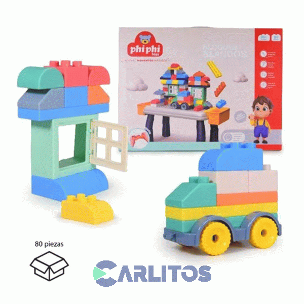 Mesa Didáctica Infantil Con 80 Bloques Blandos Phiphi Toys Bb013