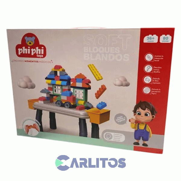 Mesa Didáctica Infantil Con 80 Bloques Blandos Phiphi Toys Bb013