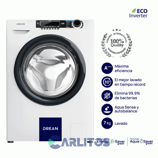 Lavarropa Carga Frontal Drean Inverter 7 KG - 1000 Rpm Blanco Lfdr0710sb0