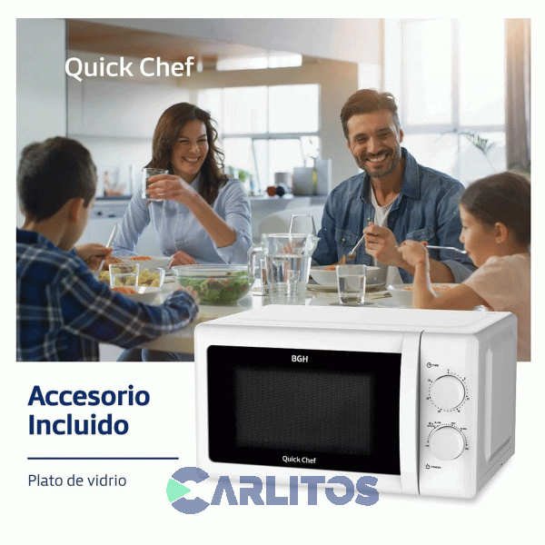 Microondas Rotativo Bgh 20 Litros Blanco B120m20i