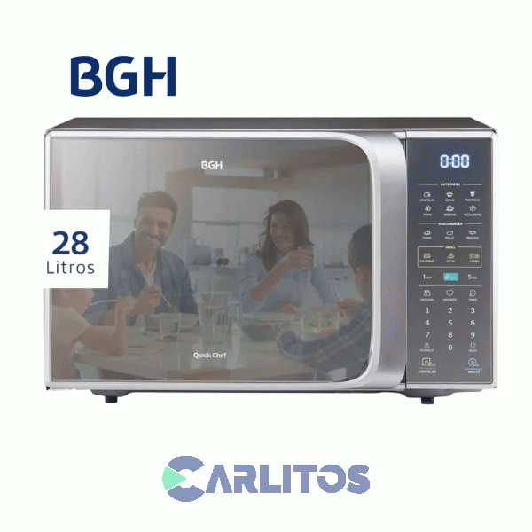 Microondas Con Grill Digital Bgh 28 Litros Gris Bifuncion B228ds20i