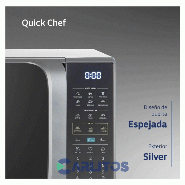 Microondas Con Grill Digital Bgh 28 Litros Gris Bifuncion B228ds20i