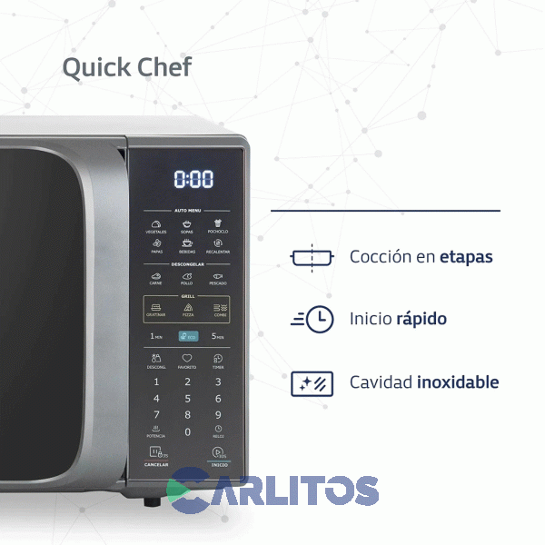 Microondas Con Grill Digital Bgh 28 Litros Gris Bifuncion B228ds20i