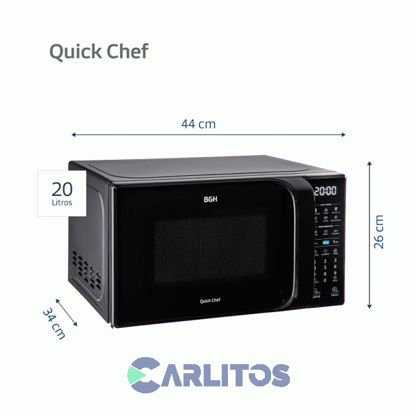 Microondas Digital Bgh 20 Litros Negro B120dn20i