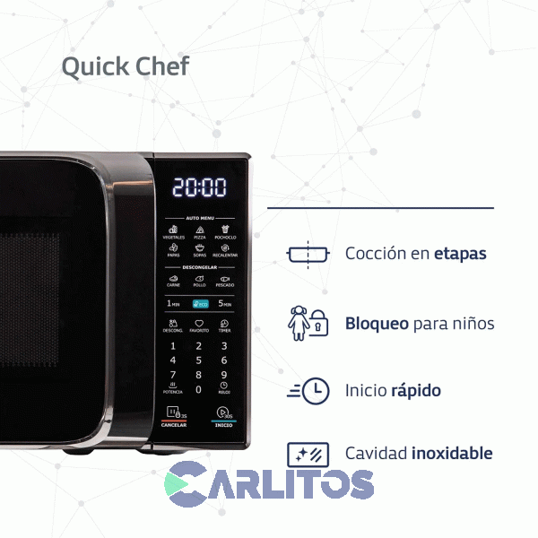 Microondas Digital Bgh 20 Litros Negro B120dn20i