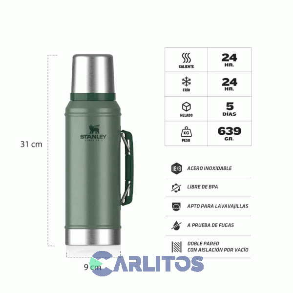 Termo De Mate Stanley Legendario Clásico 0.950 Litros Verde