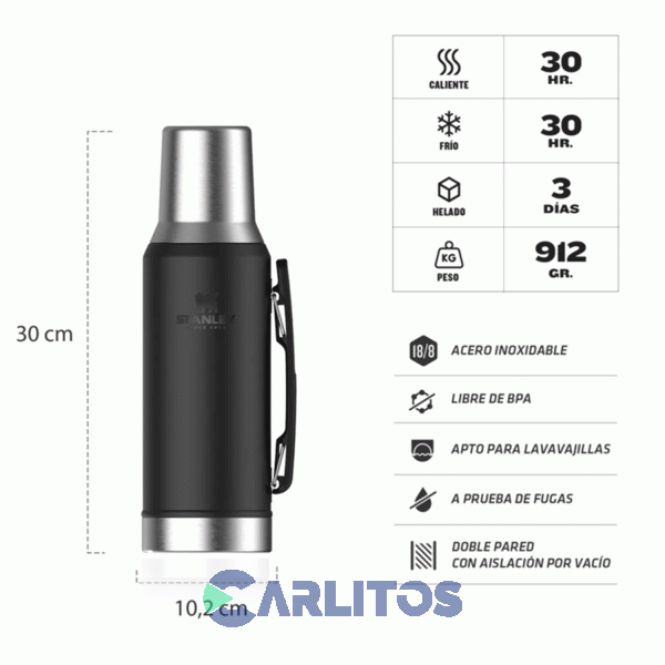 Termo De Mate Stanley Legendario System Classic 1.2 Litros Negro 2.0