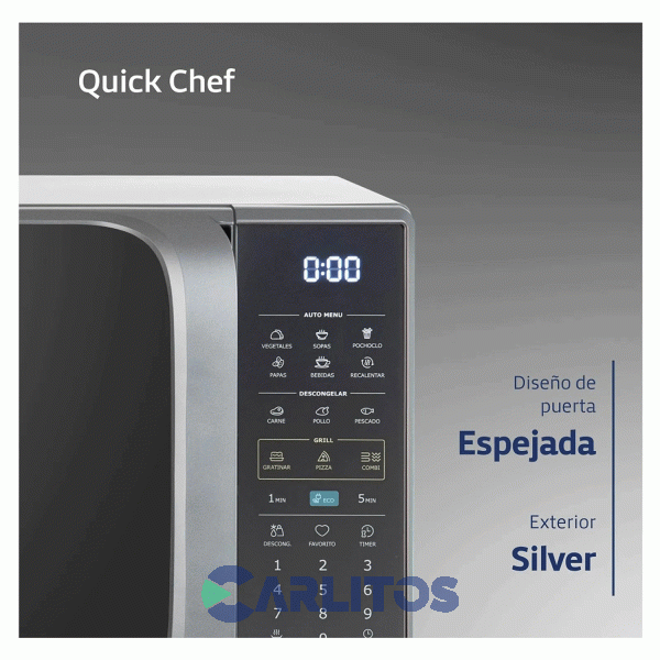 Microondas Digital Bgh 20 Litros Gris B120ds20i