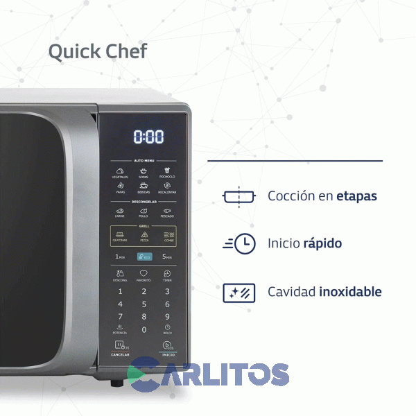 Microondas Digital Bgh 20 Litros Gris B120ds20i