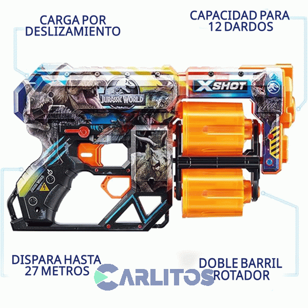 Pistola Lanza Dardos X-shot Zuru Skins Dread Blaster Jurassic Park 7578