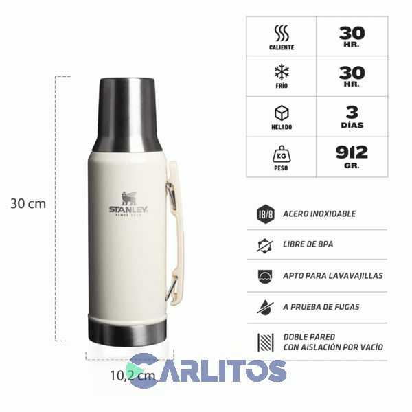 Termo De Mate Stanley Legendario System Classic 1.2 Litros Cream Gloss