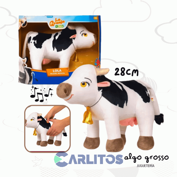 Peluche Musical Vaca Lola 30 Cm Granja De Zenon Ax Toys Arbrex 8037