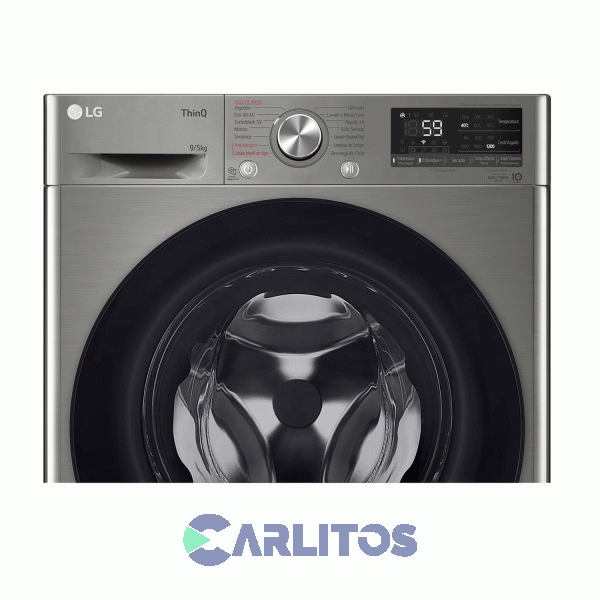 Lavasecarropa Lg Inverter 9+5 KG 1200 Rpm Gris Wd90vvc4s6