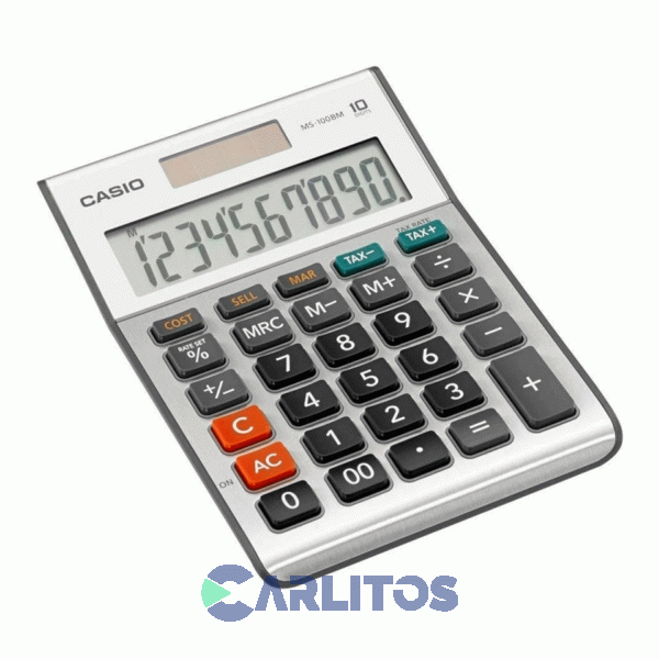 Calculadora De Escritorio 10 Digitos Color Gris Casio Ms-100bm