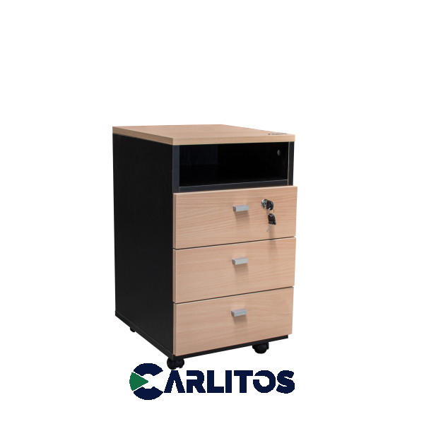 Cajonera Profesional 3 Cajones Platinum Negro y Haya