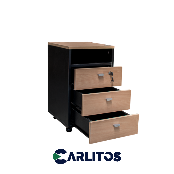 Cajonera Profesional 3 Cajones Platinum Negro y Haya