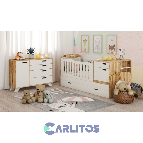 Cómoda 1.20 Mts Línea Nordic La Esperanza Atakama y Laqueado Blanco