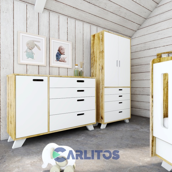 Cómoda 1.20 Mts Línea Nordic La Esperanza Atakama y Laqueado Blanco