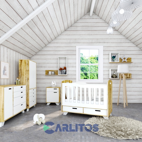 Mesa De Luz Línea Nordic La Esperanza Atakama y Laqueado Blanco