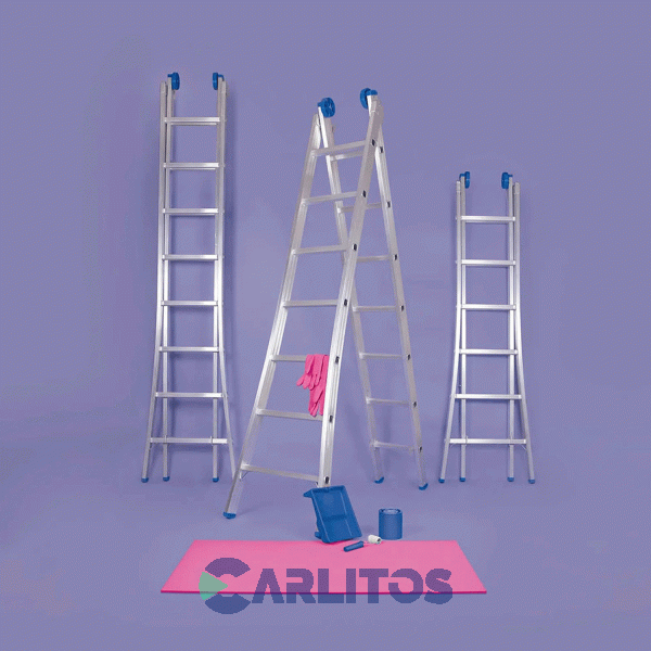 Escalera Extensible 2X8 Escalones De Aluminio 4.21 Metros