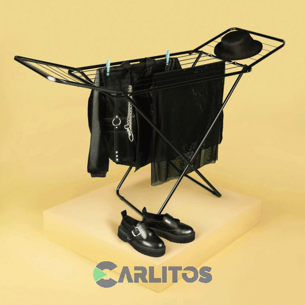 Tender De Pie Slim Con Aletas 6 Varillas Plegable Mor 6216 Negro