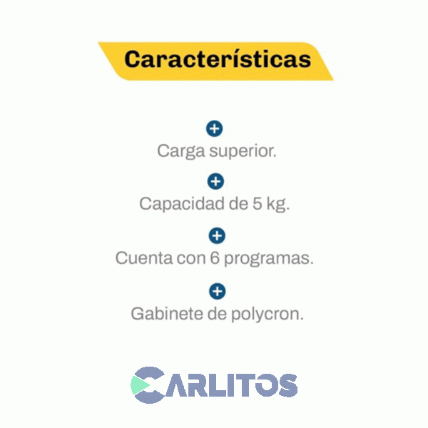 Lavarropa Carga Superior Steel Home 5 Kg Blanco Lrsh56sb0