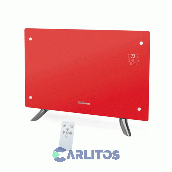 Estufa Panel De Vidrio Liliana 2200 Wts.Decowarm De Pie/Pared Ppv452 Rojo