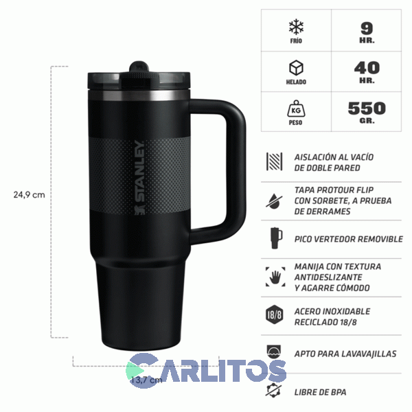 Vaso Stanley Quencher Protour Tumbler 887Ml Negro 2.0