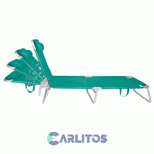 Reposera De Aluminio Plegable Tela Sannet 4 Posiciones Mor 2702 Turquesa