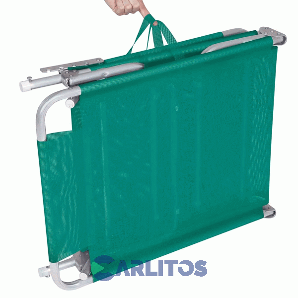 Reposera De Aluminio Plegable Tela Sannet 4 Posiciones Mor 2702 Turquesa