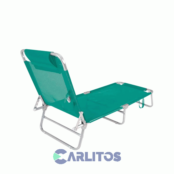 Reposera De Aluminio Plegable Tela Sannet 4 Posiciones Mor 2702 Turquesa