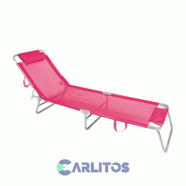 Reposera De Aluminio Plegable Tela Sannet 4 Posiciones Mor  2704 Fucsia
