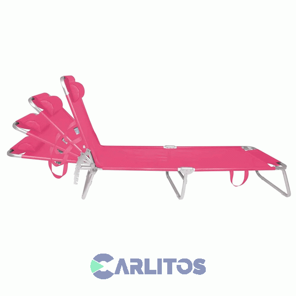 Reposera De Aluminio Plegable Tela Sannet 4 Posiciones Mor  2704 Fucsia