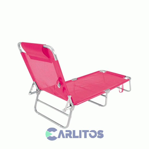 Reposera De Aluminio Plegable Tela Sannet 4 Posiciones Mor  2704 Fucsia
