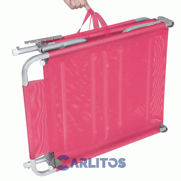 Reposera De Aluminio Plegable Tela Sannet 4 Posiciones Mor  2704 Fucsia