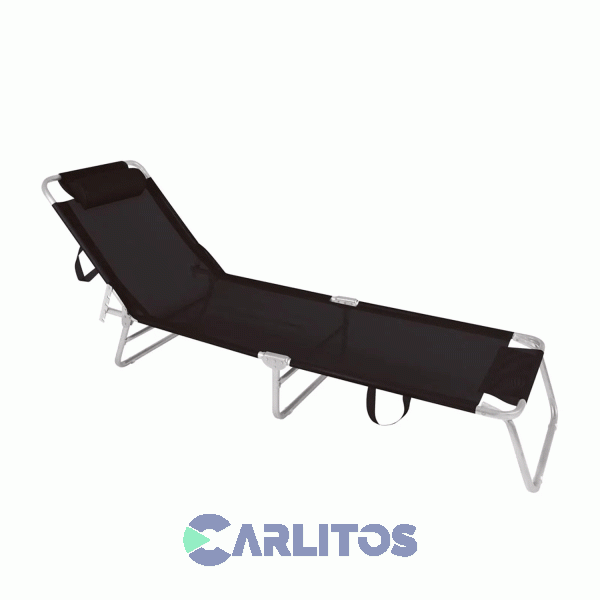 Reposera De Aluminio Plegable Tela Sannet 4 Posiciones Mor 2705 Negra